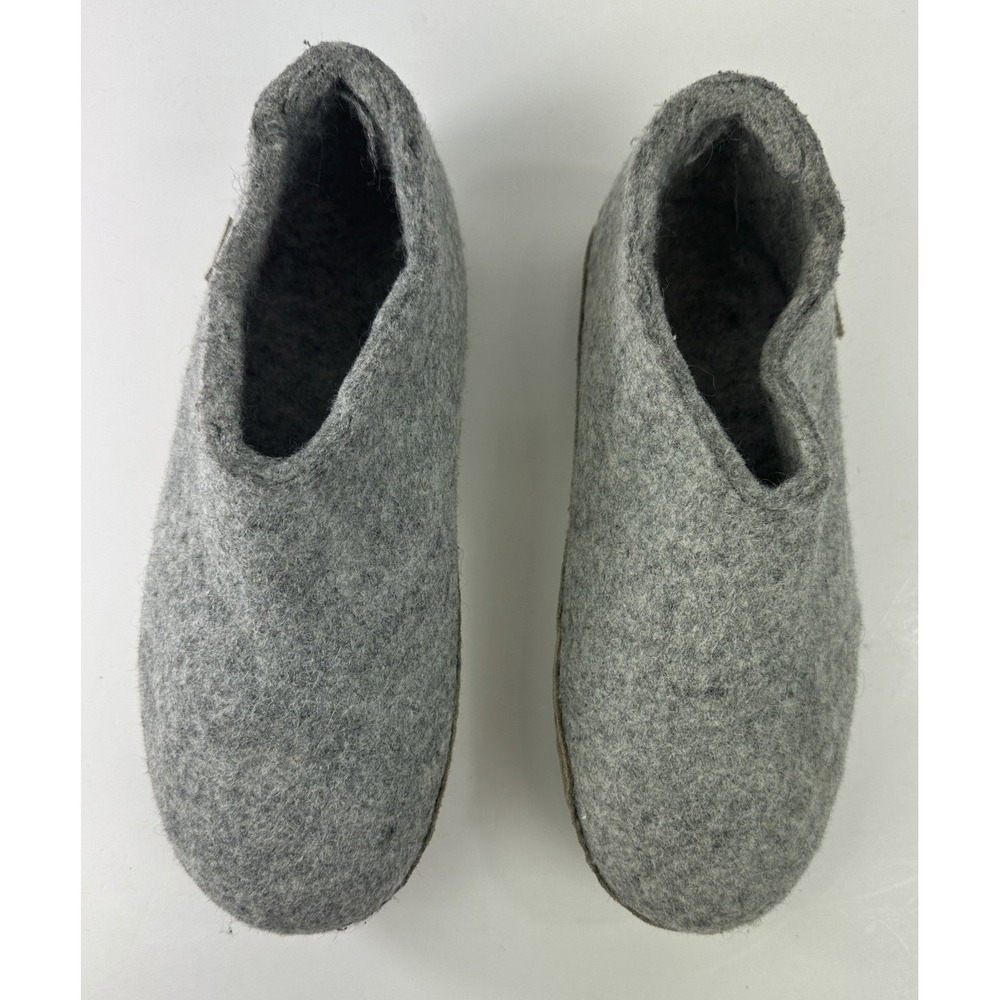 Glerups Wool Shoe W/ Leather Sole Grey Slippers EU Size 38 Equals US W 8 | M 6.5 - Picture 13 of 14